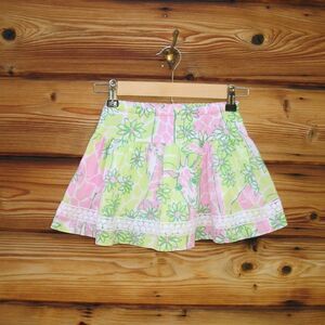 Rare Vintage Lilly Pulitzer Girls Giraffe Print Green Pink Skirt 4
